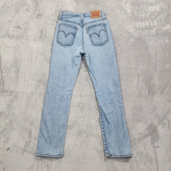 Levi's Wedgie Straight Jeans Womens 26 Blue High Rise Slim Distressed Light Wash - Picture 2 of 15
